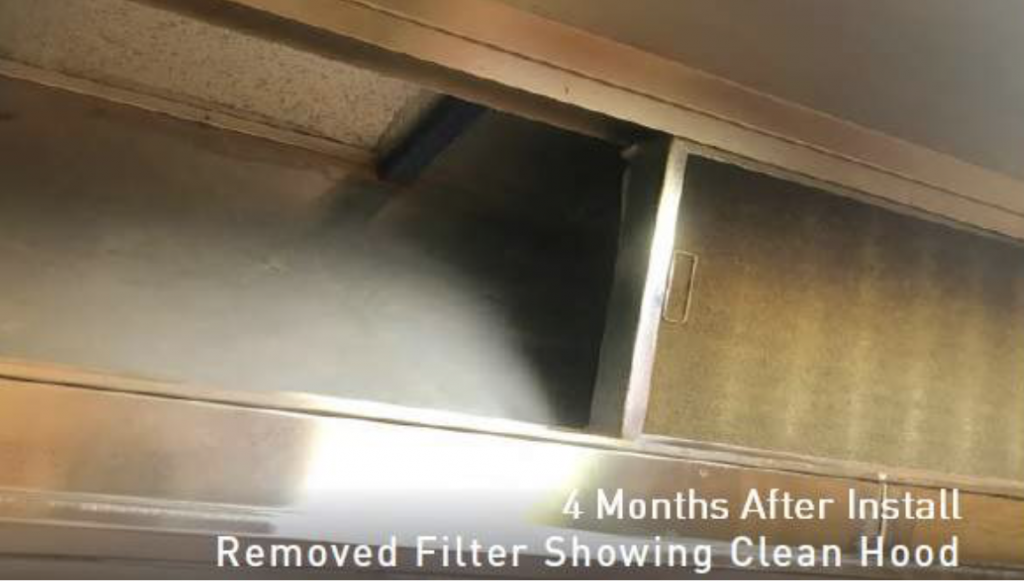 SHEPHERD FILTERS disposable kitchen grease filters showing hood still clean after 4 months of using properly